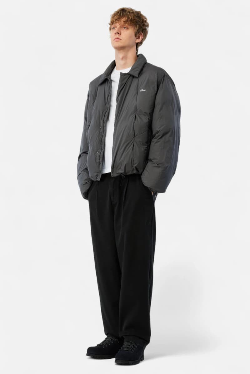 Pleated Puffer Charcoal on model